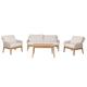 Mendler Gartengarnitur HWC-H56b, Lounge-Set Gartenlounge Sofa Sessel Tisch, Seilgeflecht Rope Holz Akazie ~ creme