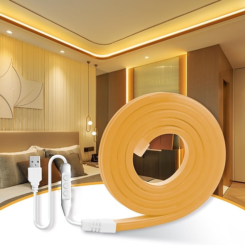 5 V USB wasserdichter Neonlichtstreifen 3,3–9,8 Fuß Batteriekasten Stromversorgung Neonlichtschlauch 120 LED/m wasserdichtes Neonlicht LED-Lichtstreifen geeignet für Schlafzimmer Image