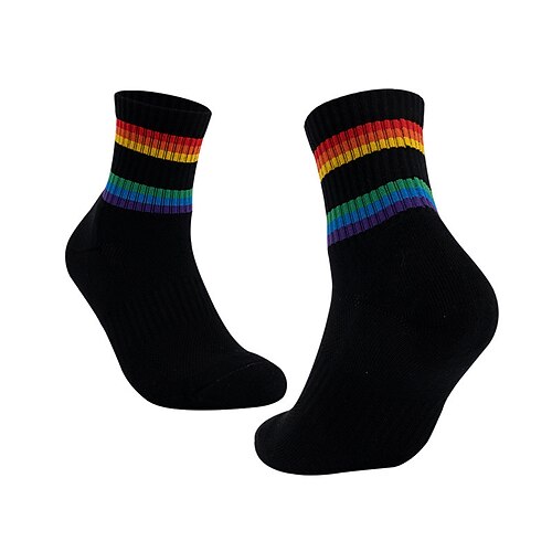 Herren 2er Pack Mehrfachpackungen Socken Socken Stricken Laufsport Socken Freizeitsocken Schwarz Weiß Farbe Regenbogen Sport Natur Täglich Urlaub Grundlegend Mittel Frühling Herbst Modisch Image