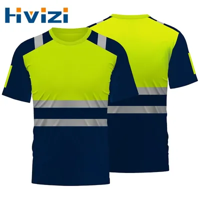 Hi Vis Safety T-shirt High Vis Reflective Shirts Quick Dry High Visibility Clothing Breathable