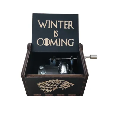 1pc Black Music Box Wooden Antique Carved Hand Cranked Classic Theme Music for Birthday Christmas