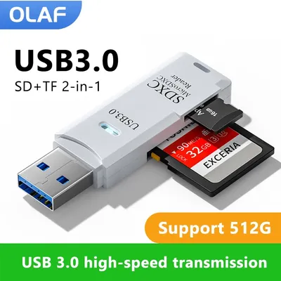 Olaf USB Card Reader 2 in 1 Usb3.0/2.0 To Sd Micro Sd Tf Memory Card Adapter for PC Laptop