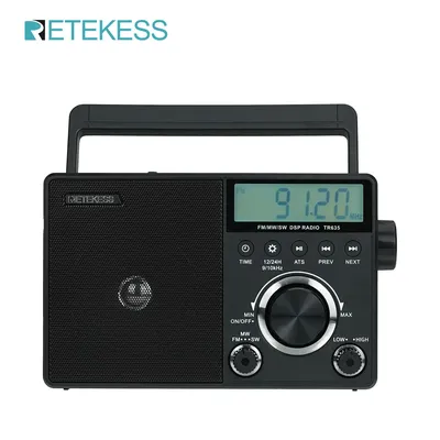 Retekess TR635 Radio Portable AM FM SW Shortwave Radios Multiband Radio Battery Operated Big Speaker Display Clock For Senior