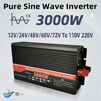 Pure Sine Wave Power Inverter DC 12V 24V 48V 60V 72V To AC 110V 220V Voltage 50Hz 60Hz 3000W