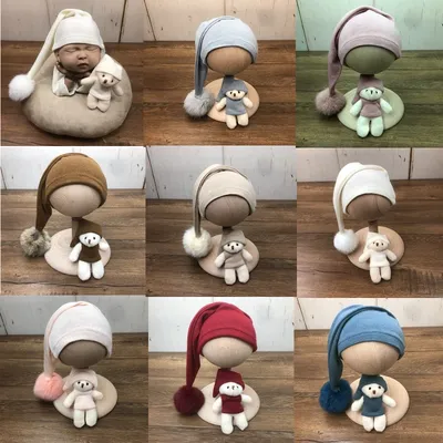 ️CYMMHCM Newborn Photography Props Cute Plush Ball Hat+Doll 2Pcs/set Infant Photo Accessories
