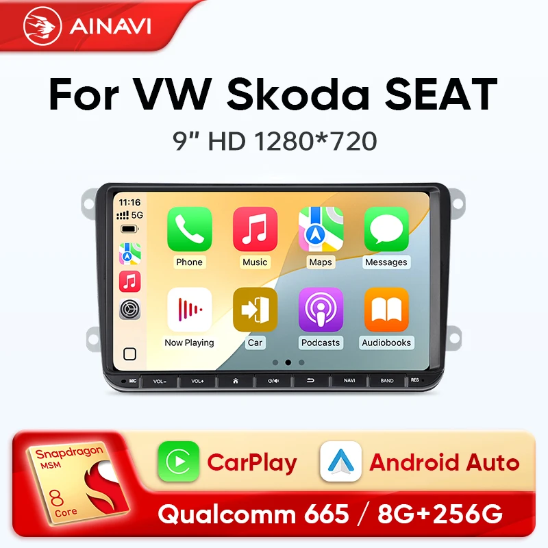 Car Multimedia Radio For VW Volkswagen Polo Tiguan Golf Passat B6 B7 Jetta Skoda Octavia SEAT Wireless CarPlay Android Auto 2Din