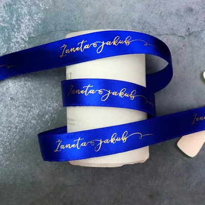 Custom Ribbon Personal Names Printed Satin Rubban Tape Bridal Groom Love Rings Wedding Bouquet
