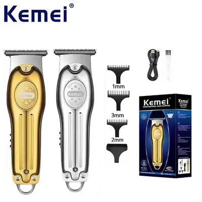Wholesale Electric Gold Silver Color Hair Trimmer Kemei KM-679 USB Charging Mini LCD Light Carving