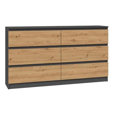 Topeshop - cdf Kommode Malwa M6 140 Farbe: Anthrazit - Eiche Artisan Schrank für Dokumente, Image