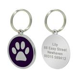 Pet Artist Round Paw Print Personalized Dog Tag Custom Name ID Collar Tag Engraved with Free Clicker