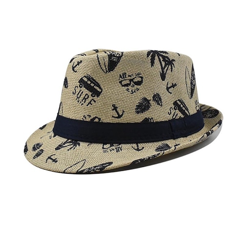 Herren Kentucky Derby Hut Sonnenhut Partyhut Kleid Hut Weiß Kaki Baumwolle Mode Lässig Straße Täglich Kokospalme Sonnenschutz Atmungsaktiv Image