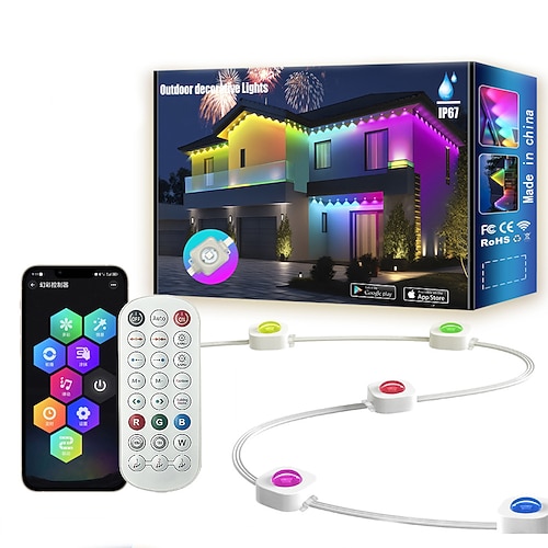 Wasserfeste IP67 RGBIC LED Lichterkette LED Eave-Lichter 5m-45m 16FT-148FT Lichterketten für Outdoor-Patio-Dekoration Image