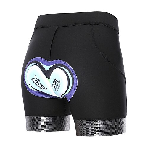Arsuxeo Damen Einfarbig Fahrradshorts Gepolsterte Fahrradhose Fahhrad Shorts Gepolsterte Shorts / Chamois Schmale Passform Sport Schnelltrocknend Hohe Elastizität Bequem Atmungsaktiv Schwarz Image