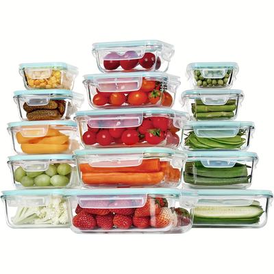 TEMU 15pcs Glass Food Storage Containers With Leak-proof - Bpa-free, Stackable Meal Prep Boxes In Sizes For Fruits, Vegetables, Salads & More - Microwave, Oven, Freezer Safe, Dishwasher Friendly