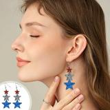 Pgyong Independence Day Patriotic Earrings Red White And Blue Earrings for Women 4th Of July Dangle Earrings for Girls Americana Style