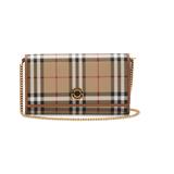 Burberry Bags | Burberry Beige Made In Italy Leather Vintage Check Wallet With Chain Strap | Color: Gold | Size: Various