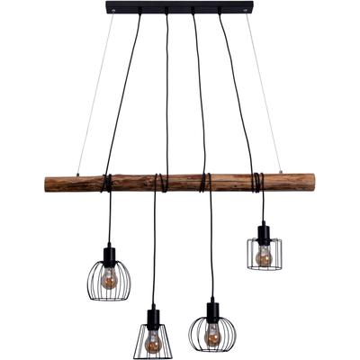 NÄVE Pendelleuchte "4er Pendelleuchte "WOODLAND", schwarz (natur, schwarz), H: 150,00cm, Lampen, retro optik