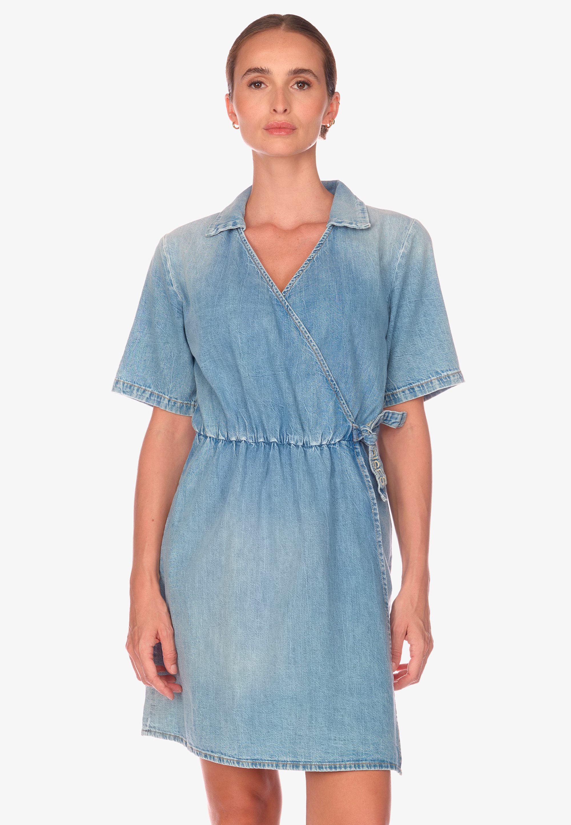 Jeanskleid LE TEMPS DES CERISES "FLOE", Damen, Gr. M, EURO-Größen, blau, 100% Baumwolle, casual, normal, Kleider, in gewickeltem Design Image