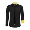 Langarmhemd RUSTY NEAL, Herren, Gr. L, EURO-Größen, schwarz (schwarz, gelb), 60% Baumwolle, 37% Polyester, 3% Elasthan, unifarben, casual, Langarm, Hemden, mit Krawatte