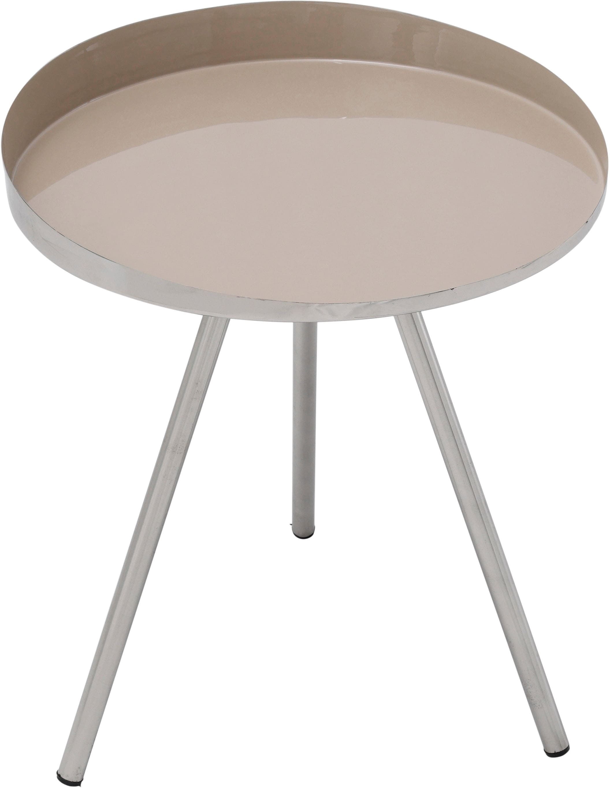 Beistelltisch KAYOOM "Morrison, runder Beistelltisch, edler Look", grau (taupe, silber, taupe), B:41cm H:47cm T:41cm, 100% Eisen, Tische, Beistelltisch, Dekorativ, glanzvolle Lackierung, stilvolles Design