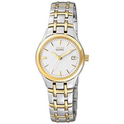 Solaruhr CITIZEN, silber (silberfarben, goldfarben), Armbanduhren, Damen, Armbanduhr, Damenuhr, Edelstahlarmband, Datum Image