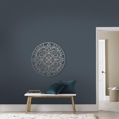 Wandbild ART FOR THE HOME "Mandala Rund", silber, B:80cm H:80cm T:1,2cm Ø:1,2cm, Metall, Bilder, Luxus Metal Art Wanddek