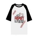 Women s Casual Baseball Printed Crew Neck Pullover Base T Shirt With Five Quarter Sleeves plus Size Loose Shirt Tight Fitting Workout Shirt Lace Long Sleeve Workout Warm Women Oversized Pajama Shirt