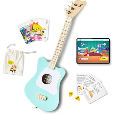 Loog Mini Acoustic kids Guitar for Beginners 3-strings Ages 3 & Up Learning app and lessons included, Green