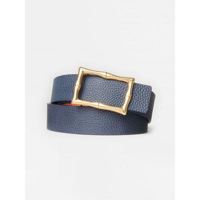 J.McLaughlin Women's Lina Reversible Leather Belt Navy/Orange, Size Small