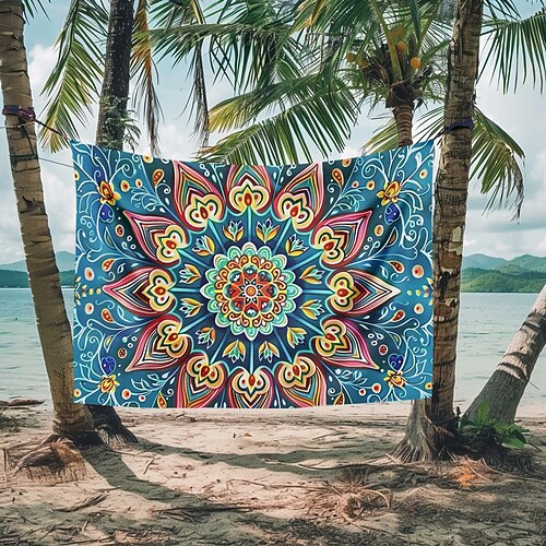Mandala Boho blau grün Wandteppich Wanddekoration großer Wandteppich Wanddeko Fotografie Kulisse Decke Vorhang Home Schlafzimmer Wohnzimmer Dekoration Image
