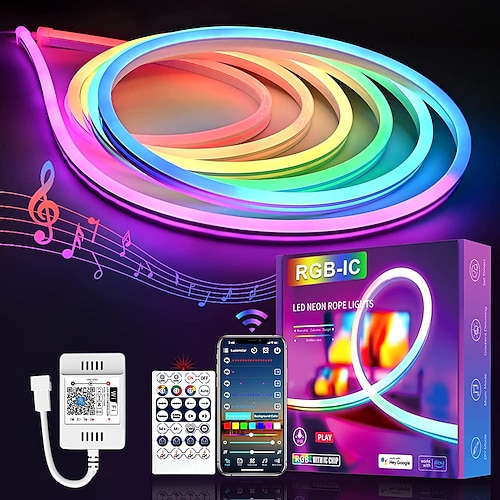 wasserdichtes Neonlichtstreifenlicht ws2811 LED-Lichtleiste Neonlicht 2-5 m adressierbare RGB-Regenbogenpixel-Lichtleiste Versorgung WLAN-App-Steuerung synchronisieren Musiksteuerung zum Image