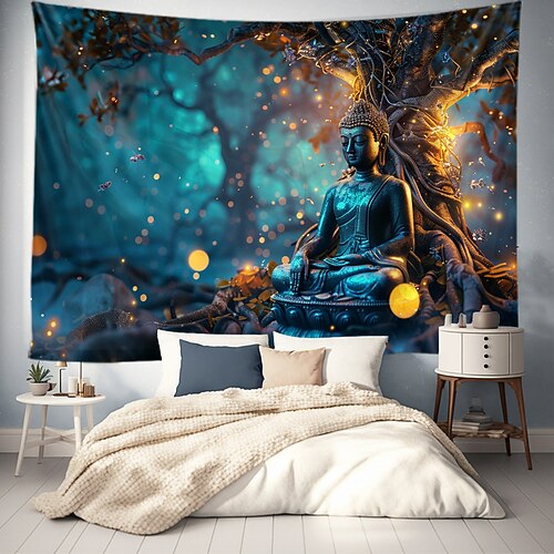 Boho Buddha Baum des Lebens hängen Wandteppich heilige Wandkunst große Wandteppich Wandbild Dekor Fotografie Hintergrund Decke Vorhang Haus Schlafzimmer Wohnzimmer Dekoration Image