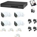 Kit de vidéosurveillance ahd 5 mpx cloud dvr hybride P2P hd 320 gb câbles