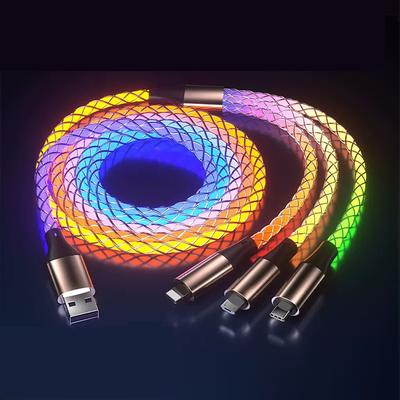 Multi Charging Cable 66W 3.9ft USB A to USB C USB C to USB C 2.1 A Charging Cable Fast Charging High Data Transfer Nylon Braided 3 in 1 Soft Touch For iPad Samsung Xiaomi Phone Accessory
