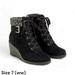 Torrid Shoes | Nib Torrid Women's Wedge Bootie Faux Suede Black Extra Wide Rubber Cushion Boot | Color: Black | Size: Size 7 (Ww)Wide Width.