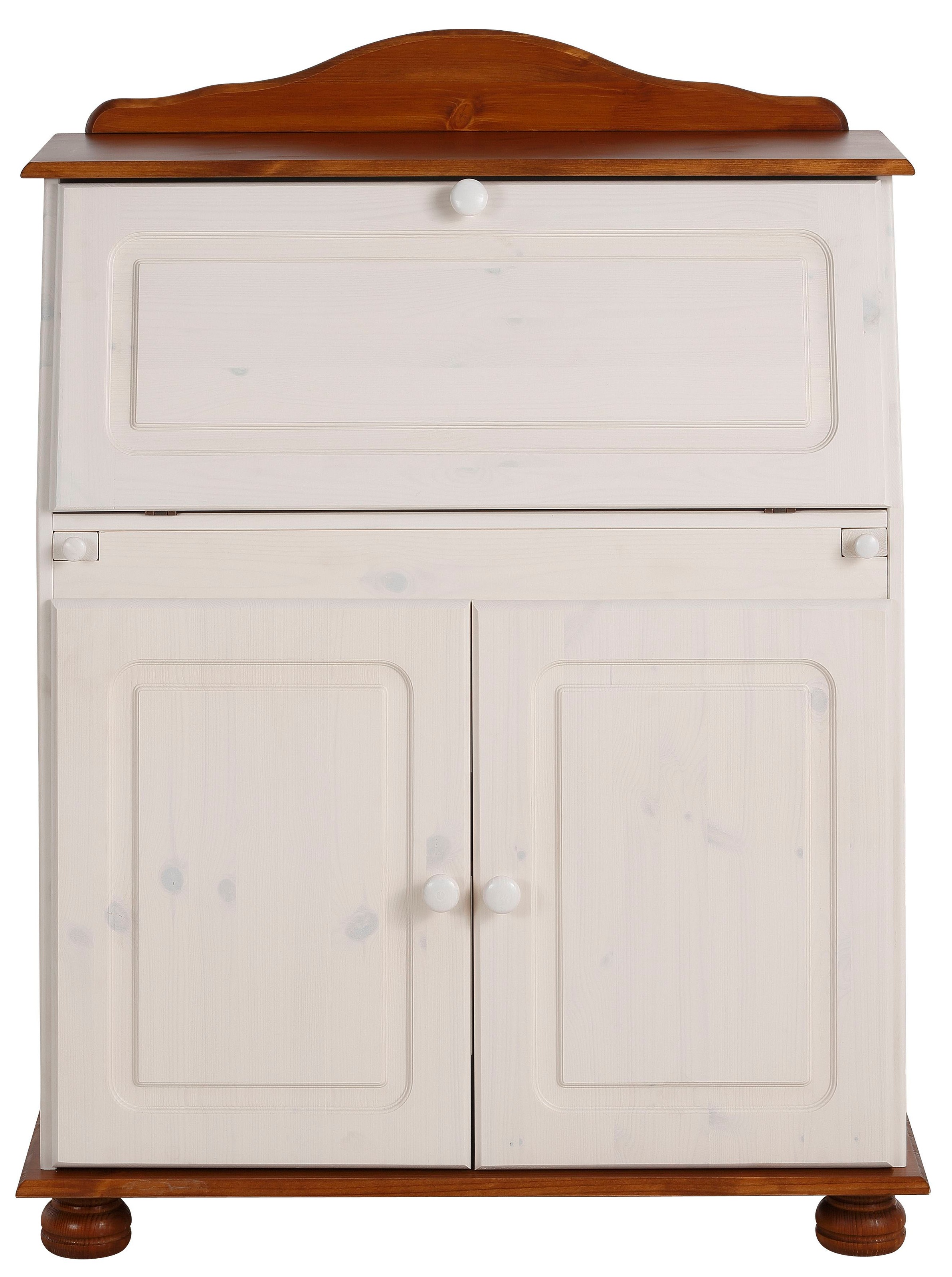 Sekretär HOME AFFAIRE "Mette, Schreibtisch im Landhausstil", gelb (weiß, honigfarben), B:82cm H:107cm T:39cm, Sekretäre, aus Massivholz, Breite 82 cm Image