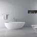 67 in. x 34 in. Stone Resin Solid Surface Freestanding Soaking Bathtub in Matte White