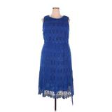 Lands' End Casual Dress - Party Scoop Neck Sleeveless: Blue Dresses - Women's Size 18
