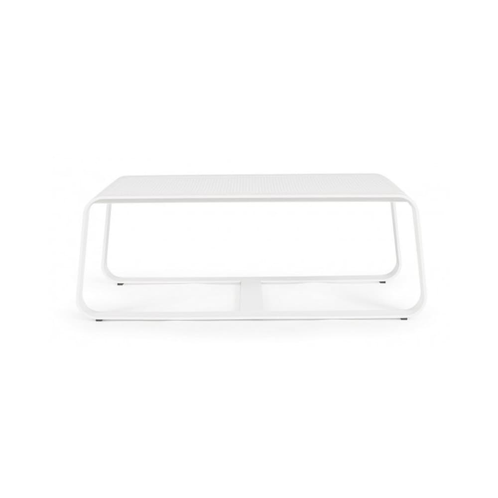 Tavolino basso da aperitivo da esterno in alluminio bianco