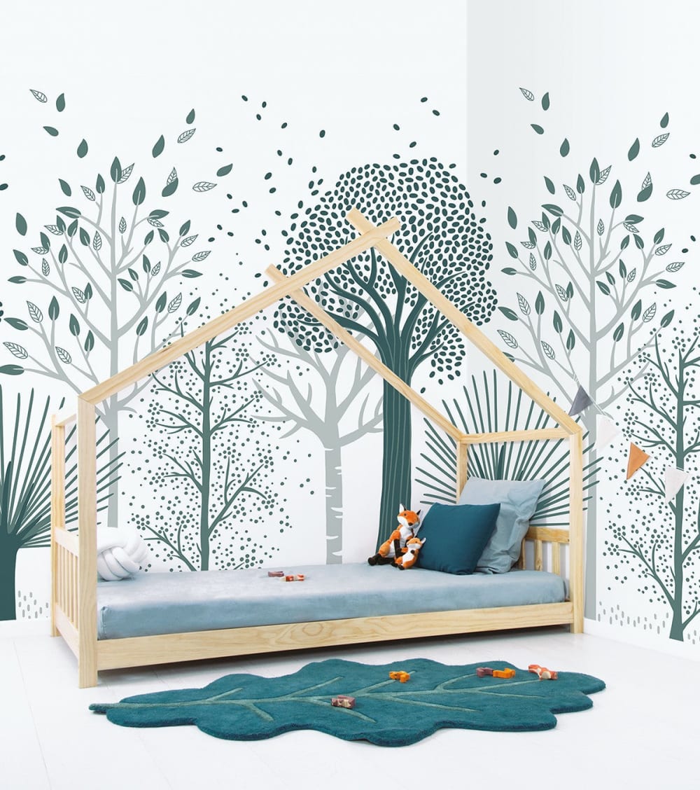 Carta da parati intessuta stampa panoramica foresta 2m x 2,48 m