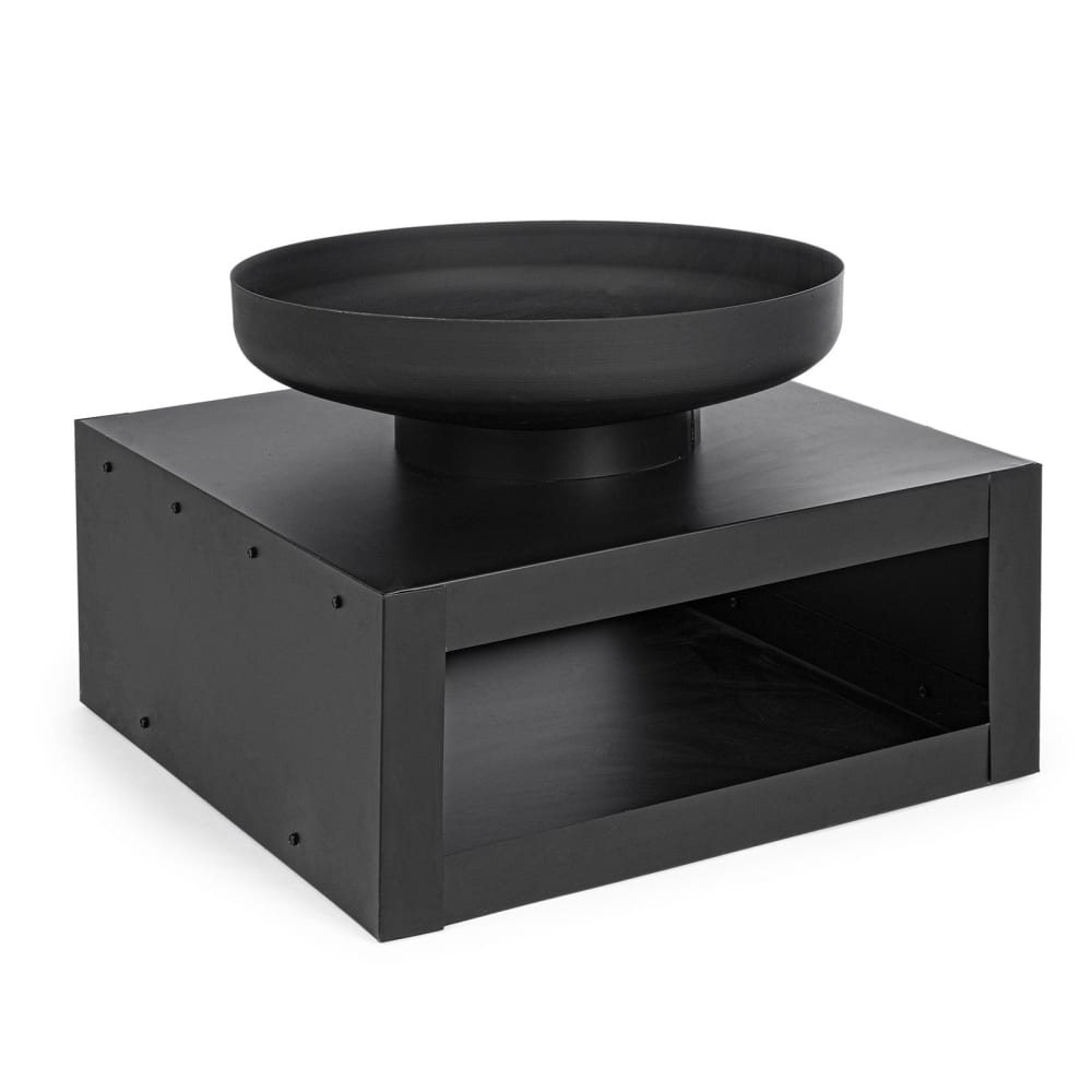 Braciere basso porta legna in acciaio verniciato nero