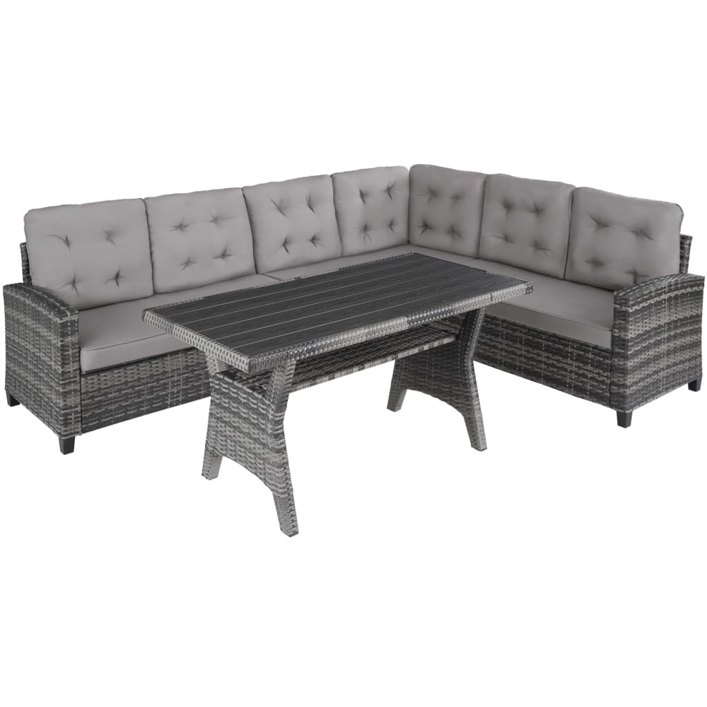 Divano lounge da giardino in rattan a 6 posti grigio