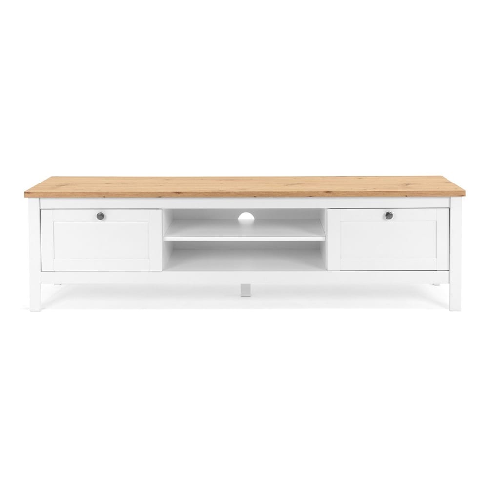 Mobile TV 2 cassetti L160 cm - Decorazione bianco e legno