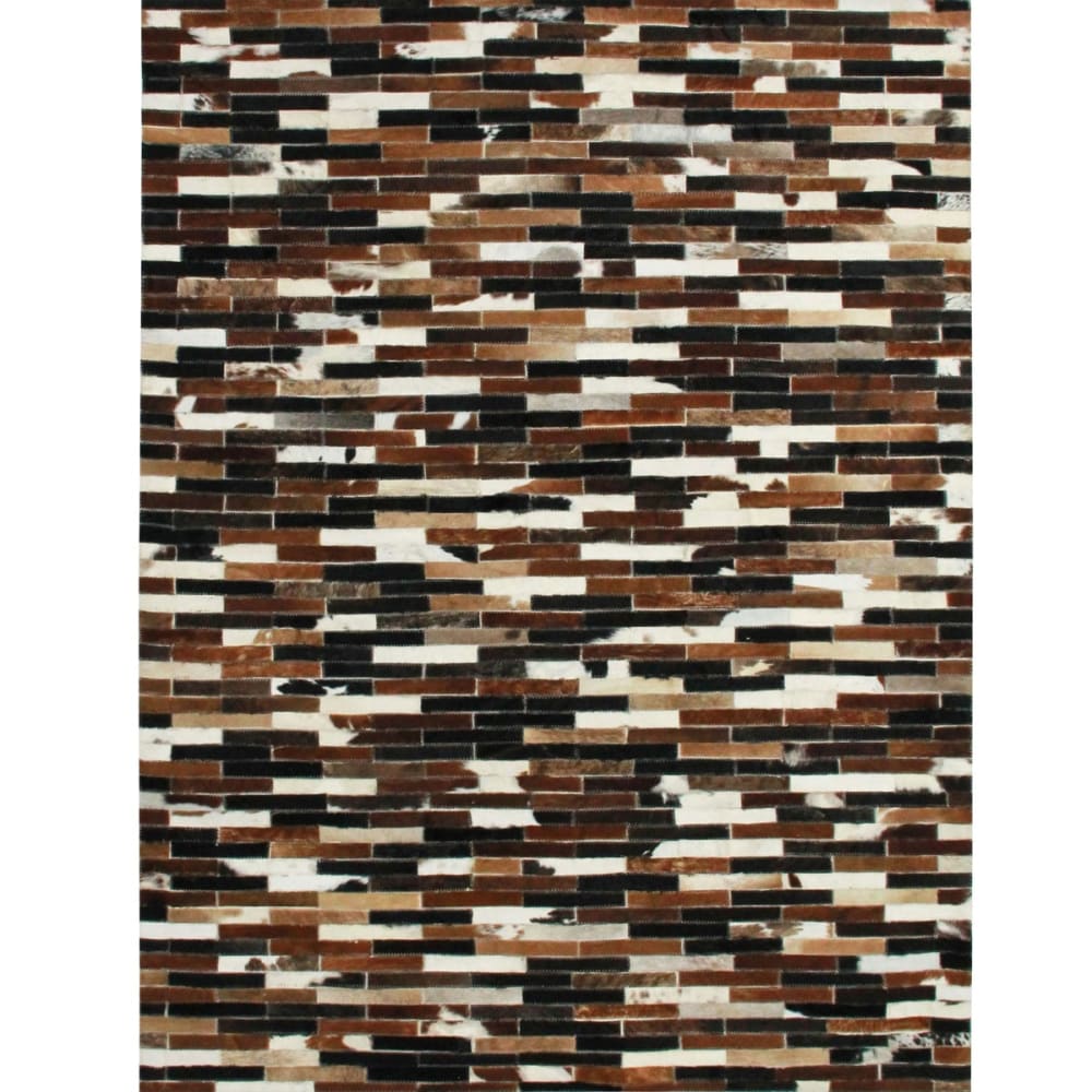 Tappeto in pelle con linee multicolore 120x170