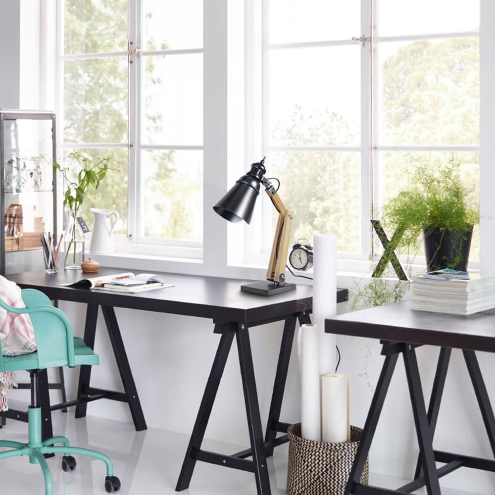 Lampada da ufficio metallo ;Alt.66cm grigio ;Paralume: antracita