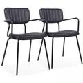 Set di 2 sedie con braccioli in tessuto rivestito nero