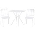 Set di tavolo e 2 sedie da giardino bianco