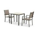 Set tavolo fisso 70×70 e 2 sedie da giardino marrone