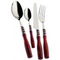 Set Posate 24pz rosso ghiera argento anticato