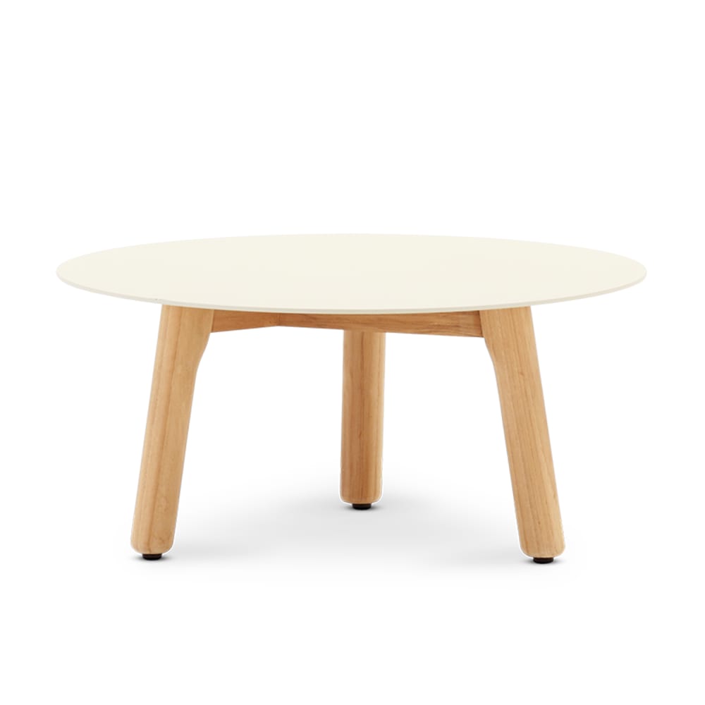 Tavolino basso rotondo in teak e alluminio mocca 60cm